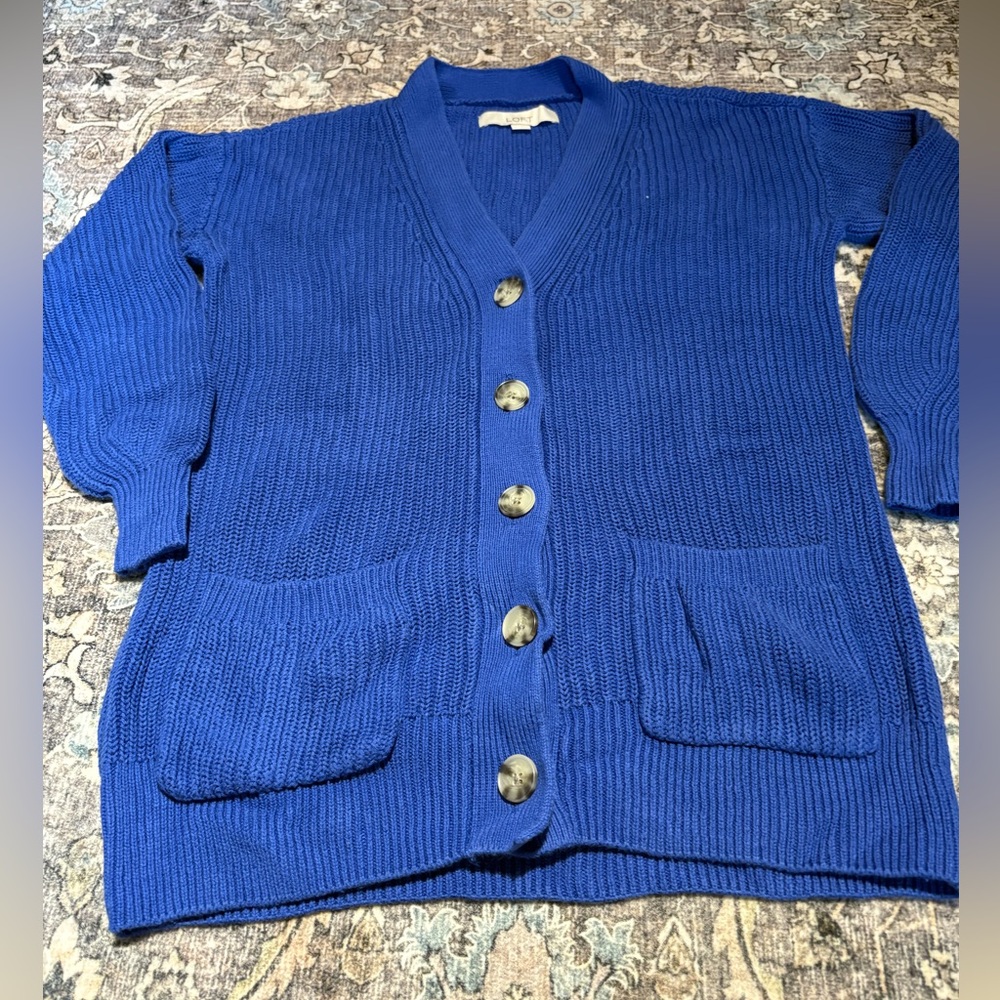 Loft Vibrant Blue Cardigan with Button Front